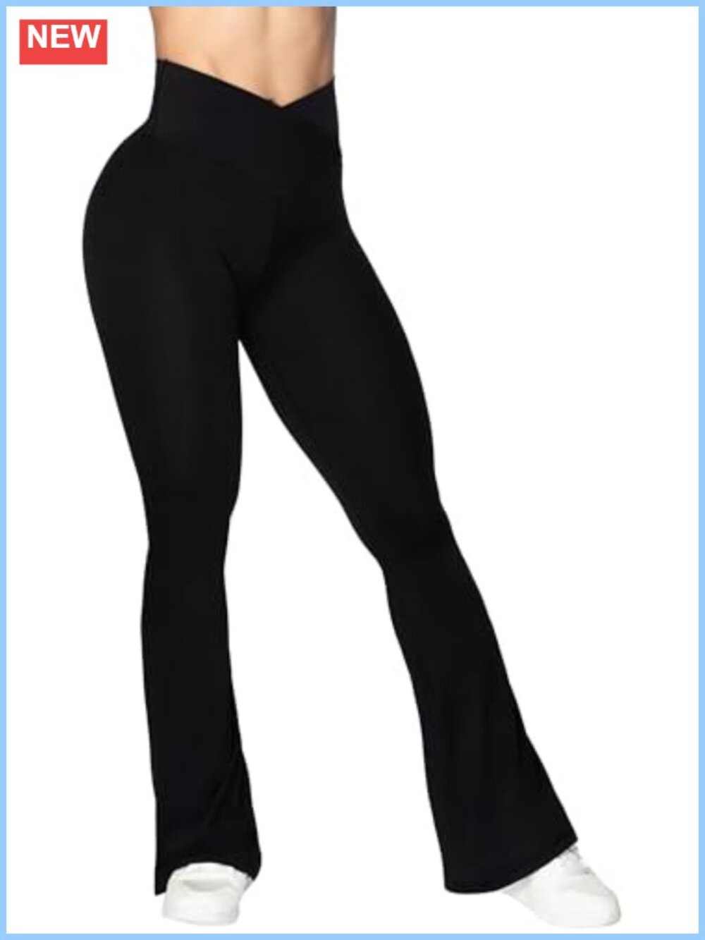 Flare Leggings Crossover Yoga Pants Tummy Control High Waisted Wide Leg